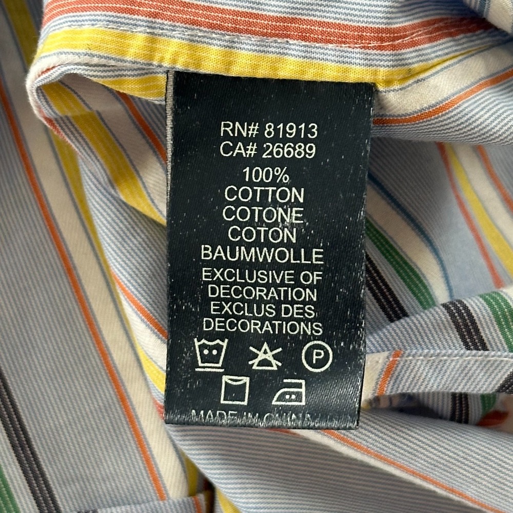 Robert Graham Mens XL Shirt Long Sleeve Flip Cuff Striped Multicolor Cotton - Picture 6 of 10